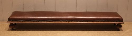VICTORIAN WALNUT LEATHER LONG FOOT STOOL - ADDITIONAL PHOTO 4