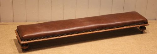 VICTORIAN WALNUT LEATHER LONG FOOT STOOL - ADDITIONAL PHOTO 5