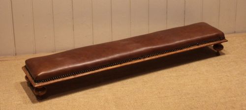 VICTORIAN WALNUT LEATHER LONG FOOT STOOL - ADDITIONAL PHOTO 7
