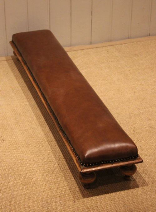 VICTORIAN WALNUT LEATHER LONG FOOT STOOL - ADDITIONAL PHOTO 9