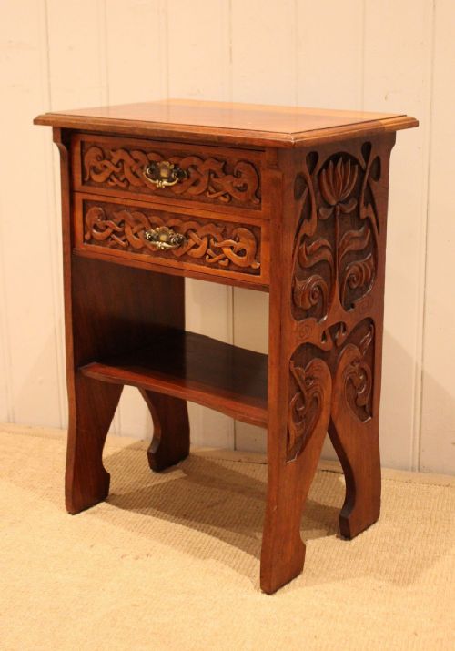 Solid Walnut Art Nouveau Two Drawer Cabinet