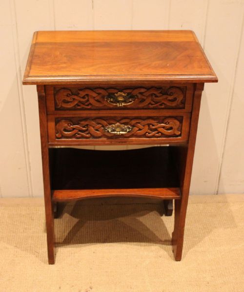 fig 1. Solid Walnut Art Nouveau Two Drawer Cabinet