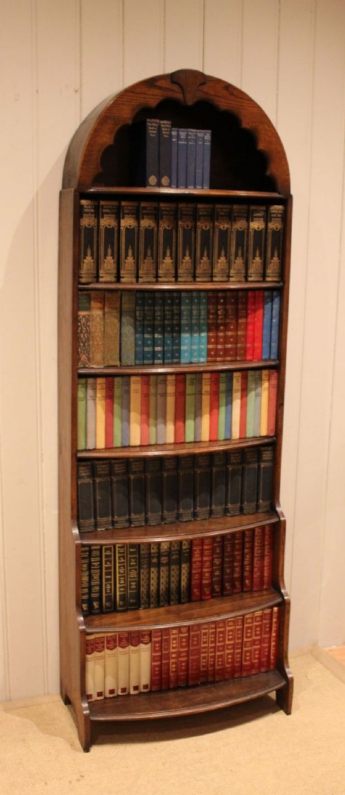 Tall Oak Arch Top Open Bookcase