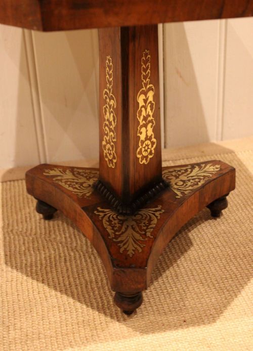 REGENCY ROSEWOOD SPECIMEN MARBLE TOP CHESS TABLE - ADDITIONAL PHOTO 12