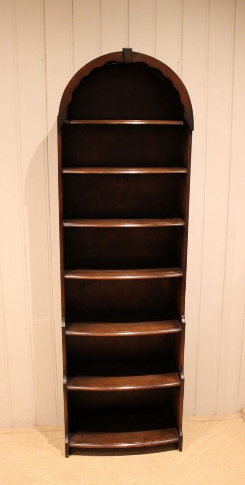 fig 1. Tall Oak Arch Top Open Bookcase