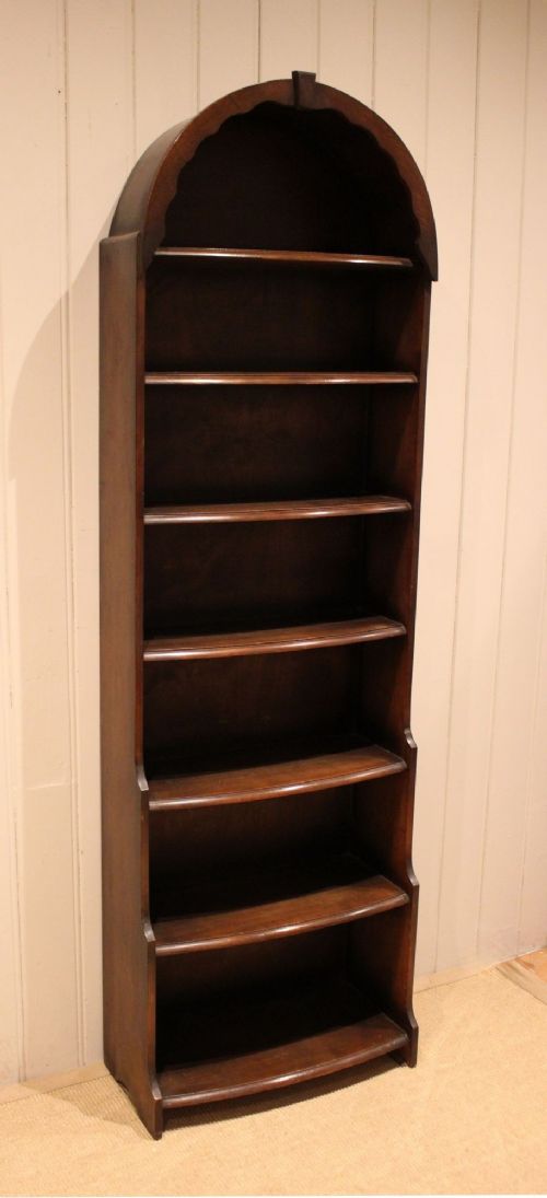 Tall Oak Arch Top Open Bookcase View VIII