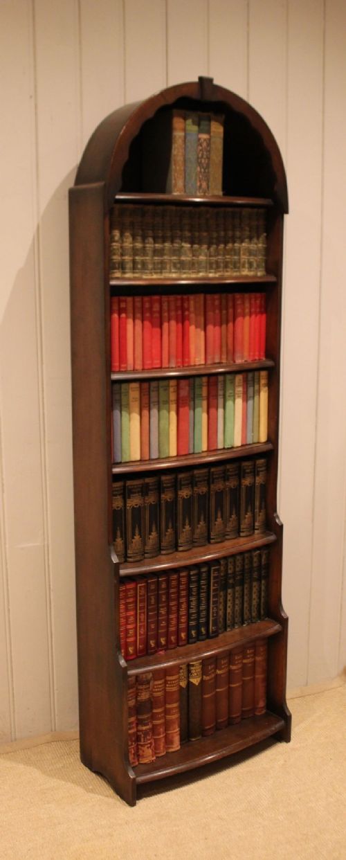 Tall Oak Arch Top Open Bookcase View XI