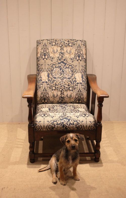 ARTS CRAFTS OAK FRAMED RECLINER CHAIR - ADDITIONAL PHOTO 2