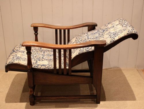 ARTS CRAFTS OAK FRAMED RECLINER CHAIR - ADDITIONAL PHOTO 6