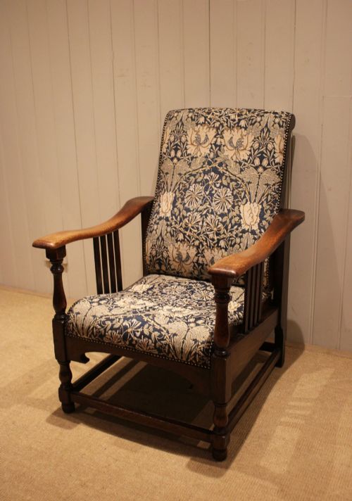 ARTS CRAFTS OAK FRAMED RECLINER CHAIR - ADDITIONAL PHOTO 9