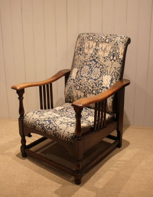ARTS CRAFTS OAK FRAMED RECLINER CHAIR - ADDITIONAL PHOTO 10