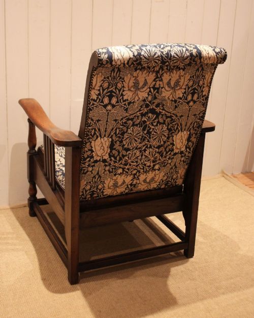 ARTS CRAFTS OAK FRAMED RECLINER CHAIR - ADDITIONAL PHOTO 13