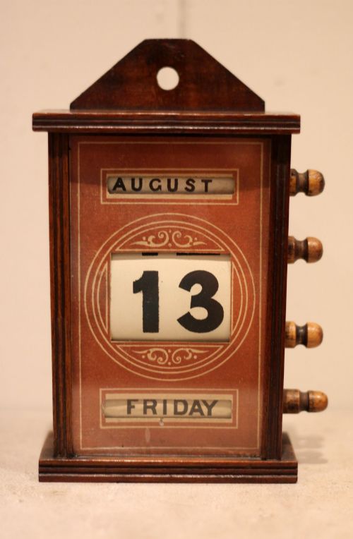 LATE 19TH CENTURY MAHOGANY DESK CALENDAR - ADDITIONAL PHOTO 2