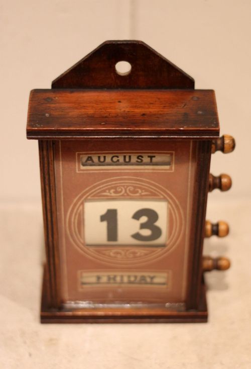 LATE 19TH CENTURY MAHOGANY DESK CALENDAR - ADDITIONAL PHOTO 5