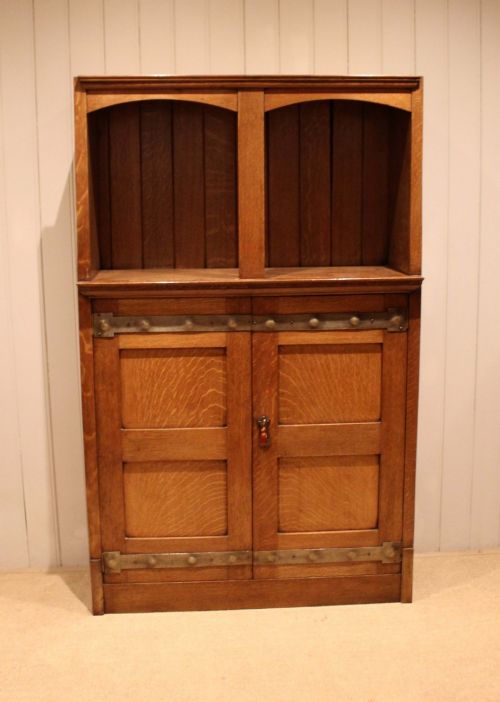fig 1. Substantial Golden Oak Arts & Crafts Cabinet