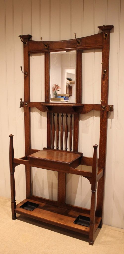 SUBSTANTIAL ARTS CRAFTS OAK HALL STAND - ADDITIONAL PHOTO 2