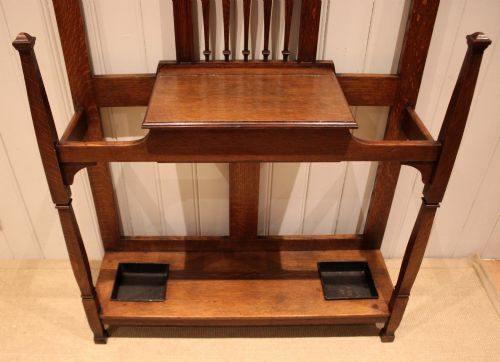 SUBSTANTIAL ARTS CRAFTS OAK HALL STAND - ADDITIONAL PHOTO 6