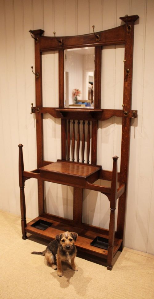 SUBSTANTIAL ARTS CRAFTS OAK HALL STAND - ADDITIONAL PHOTO 8