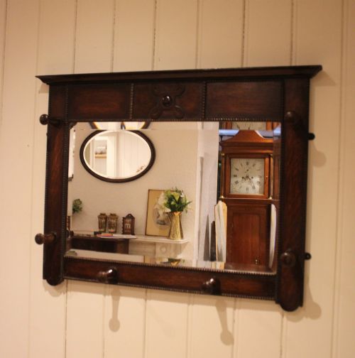 OAK WALL MIRROR WITH COAT HOOKS - ADDITIONAL PHOTO 2