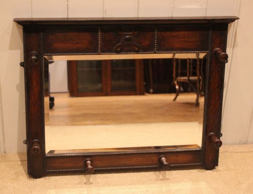 OAK WALL MIRROR WITH COAT HOOKS - ADDITIONAL PHOTO 7