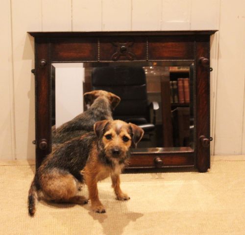 OAK WALL MIRROR WITH COAT HOOKS - ADDITIONAL PHOTO 9