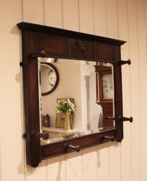 OAK WALL MIRROR WITH COAT HOOKS - ADDITIONAL PHOTO 10