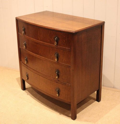 OAK BOW FRONT CHEST OF DRAWERS - ADDITIONAL PHOTO 10