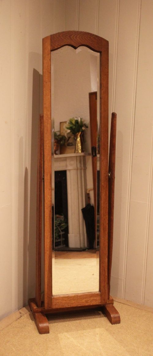 Arts & Crafts Solid Oak Cheval Mirror