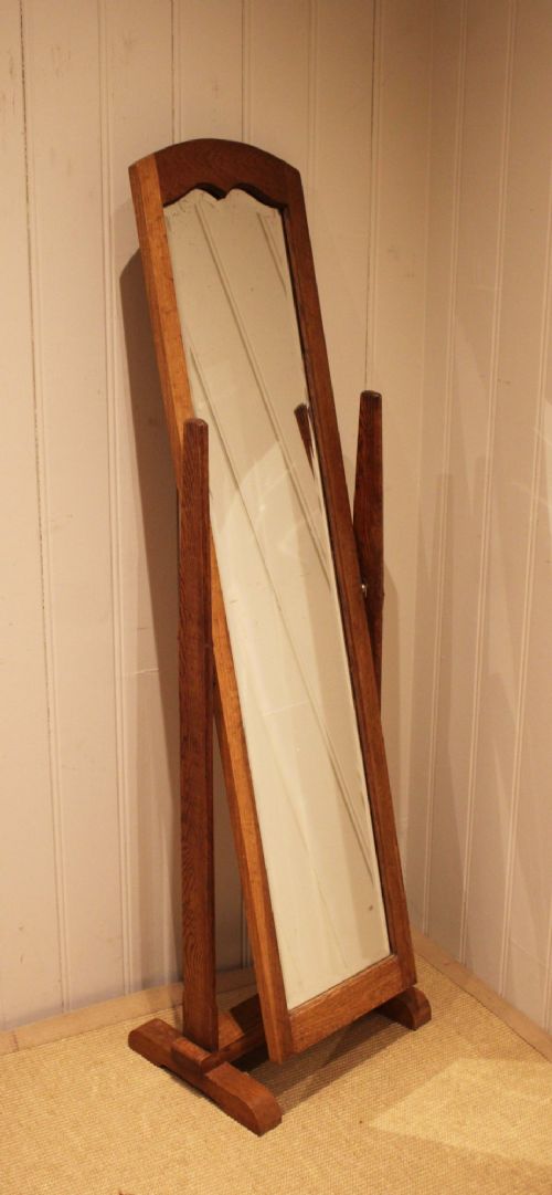 Arts & Crafts Solid Oak Cheval Mirror View IV