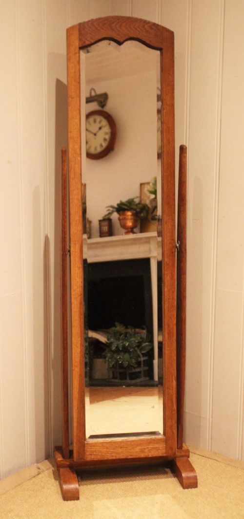 Arts & Crafts Solid Oak Cheval Mirror View V