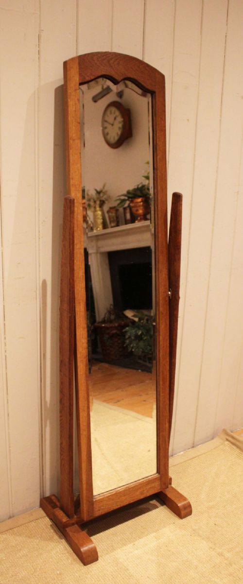 Arts & Crafts Solid Oak Cheval Mirror View X