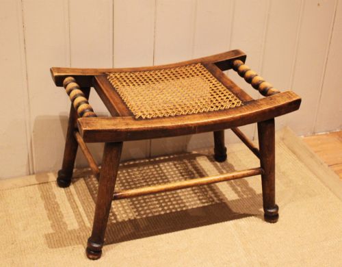 TURNED BEECH CANE SEAT STOOL - ADDITIONAL PHOTO 1