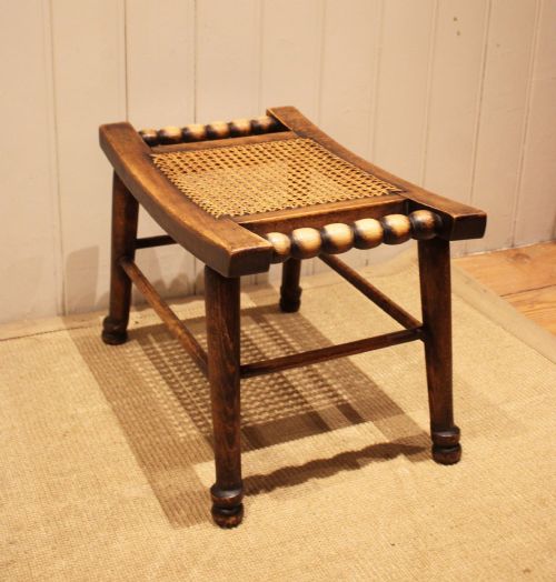 TURNED BEECH CANE SEAT STOOL - ADDITIONAL PHOTO 5