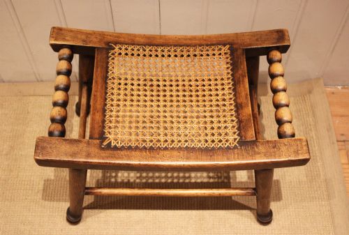 TURNED BEECH CANE SEAT STOOL - ADDITIONAL PHOTO 7