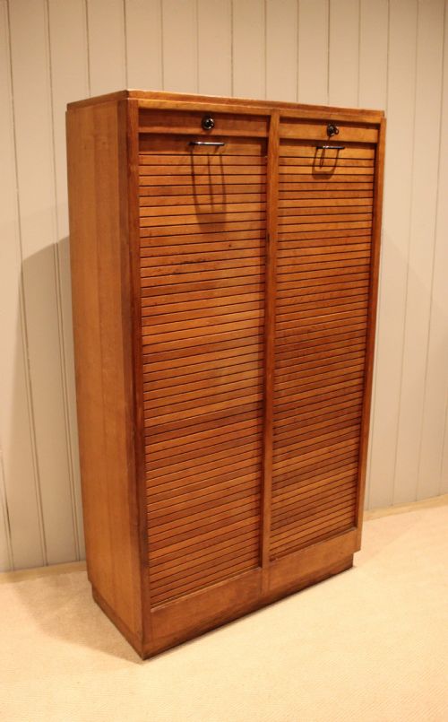 FRENCH OAK DOUBLE TAMBOUR FRONT FILING CABINET
