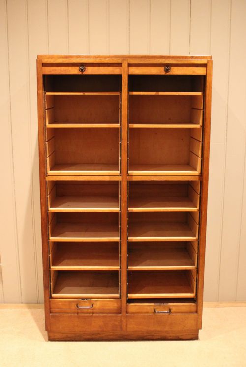 FRENCH OAK DOUBLE TAMBOUR FRONT FILING CABINET - ADDITIONAL PHOTO 1