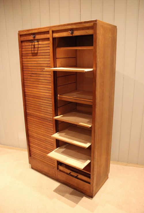FRENCH OAK DOUBLE TAMBOUR FRONT FILING CABINET - ADDITIONAL PHOTO 9