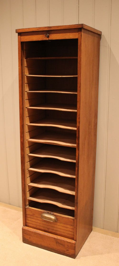 SINGLE FRENCH OAK TAMBOUR FRONT FILING CABINET - ADDITIONAL PHOTO 5