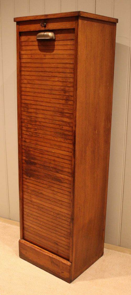 SINGLE FRENCH OAK TAMBOUR FRONT FILING CABINET - ADDITIONAL PHOTO 8