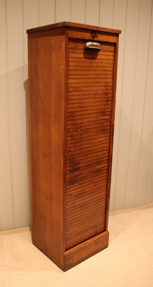 SINGLE FRENCH OAK TAMBOUR FRONT FILING CABINET - ADDITIONAL PHOTO 10