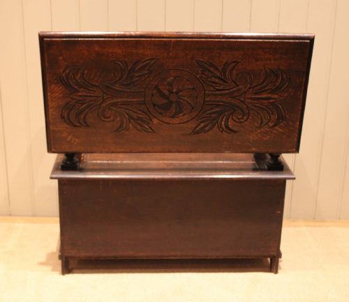 CARVED OAK MONKS BENCH - ADDITIONAL PHOTO 12