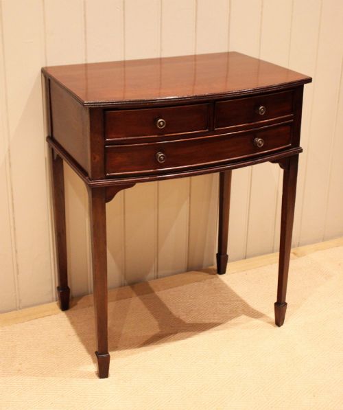 EDWARDIAN MAHOGANY BOW FRONT SIDE TABLE - ADDITIONAL PHOTO 1