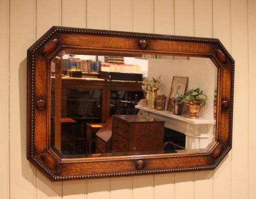 LARGE RECTANGULAR OAK WALL MIRROR - ADDITIONAL PHOTO 1