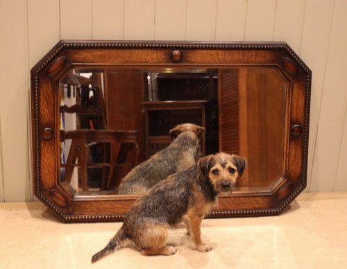 LARGE RECTANGULAR OAK WALL MIRROR - ADDITIONAL PHOTO 7