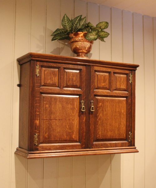 LATE 19TH CENTURY SOLID OAK WALL CABINET - ADDITIONAL PHOTO 4