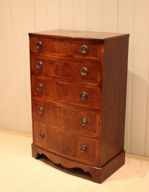 WALNUT BOW FRONT CHEST OF DRAWERS - ADDITIONAL PHOTO 10