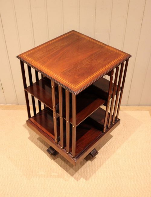 EDWARDIAN MAHOGANY REVOLVING BOOKCASE - ADDITIONAL PHOTO 9