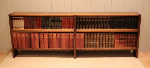 LONG SLIM LOW OPEN OAK BOOKCASE