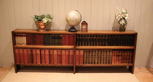 LONG SLIM LOW OPEN OAK BOOKCASE - ADDITIONAL PHOTO 2