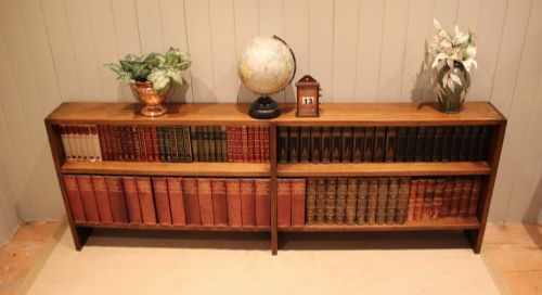 LONG SLIM LOW OPEN OAK BOOKCASE - ADDITIONAL PHOTO 8